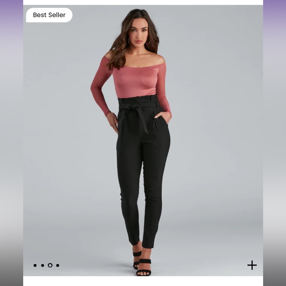 Windsor- High Waist Paperbag Skinny Dress Pants.  Black size Medium
